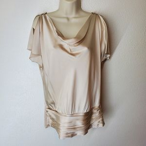 White House Black Market Silk Stretch Cream Top